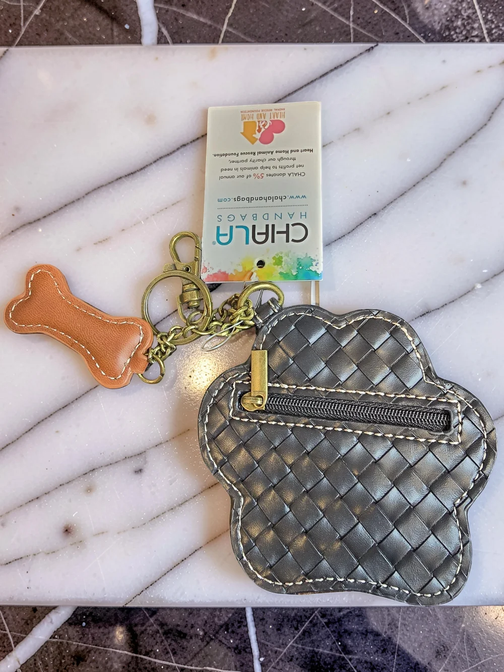 NWT Chala Paw Print Key Fob Coin Purse Bag Charm